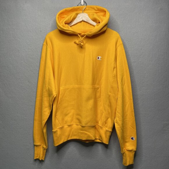 VTG 90s Reverse Weave Hoodie Sweatshirt Mens S Gold Heavyweight Champion - Picture 1 of 5